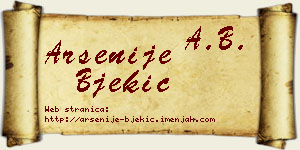 Arsenije Bjekić vizit kartica